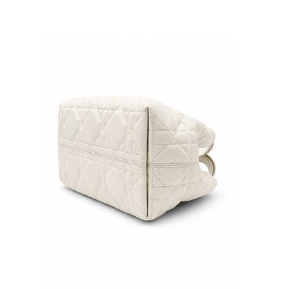 Dior White Macrocannage Toujours Small Handbag with Pouch