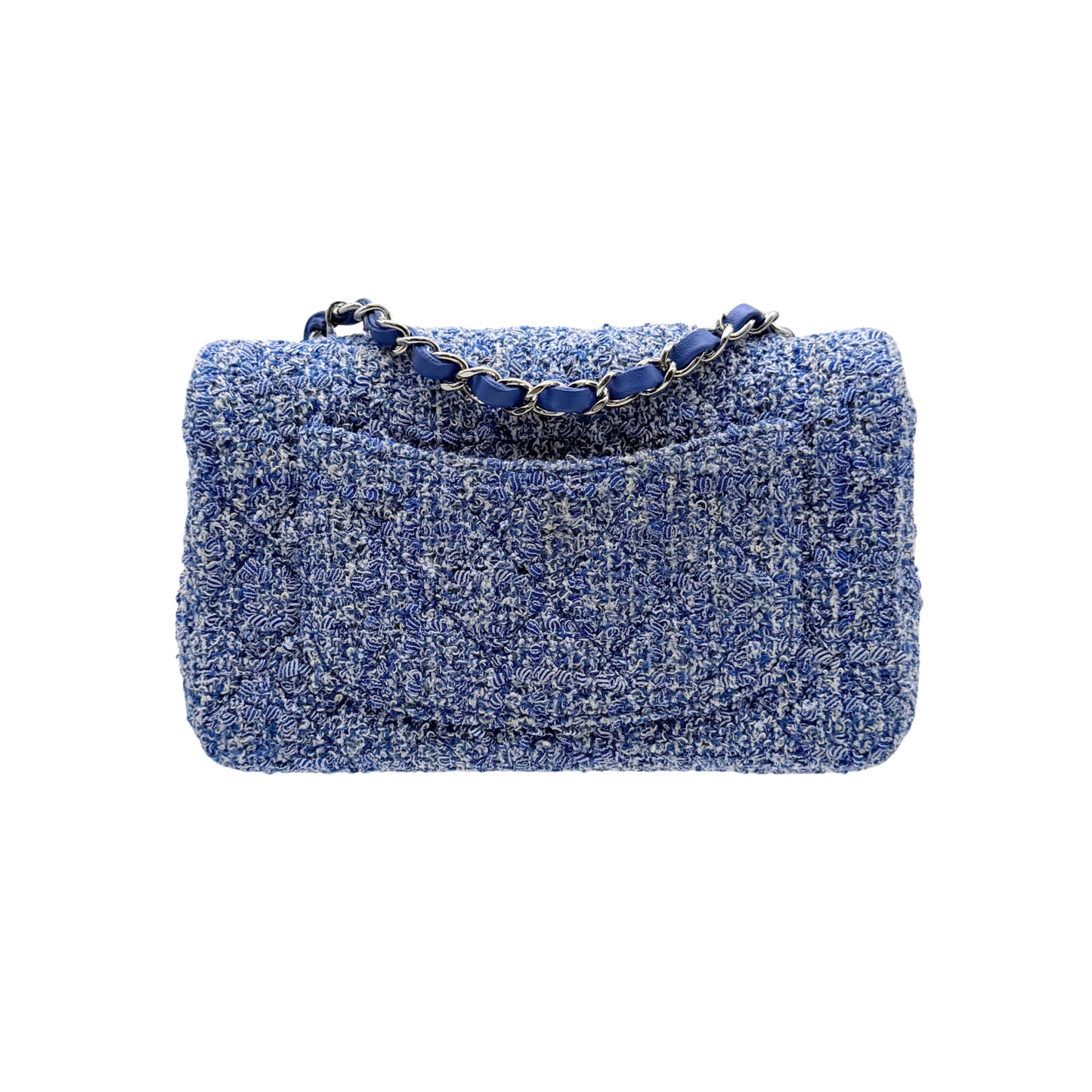 Chanel Mini Rectangle Blue Tweed Flap
