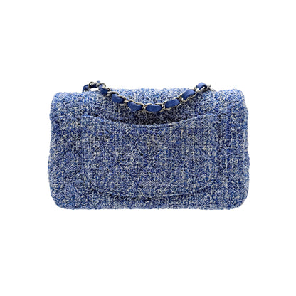 Chanel Mini Rectangle Blue Tweed Flap