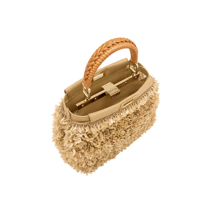 Fendi Peekaboo Mini Beige Pailletes Handbag