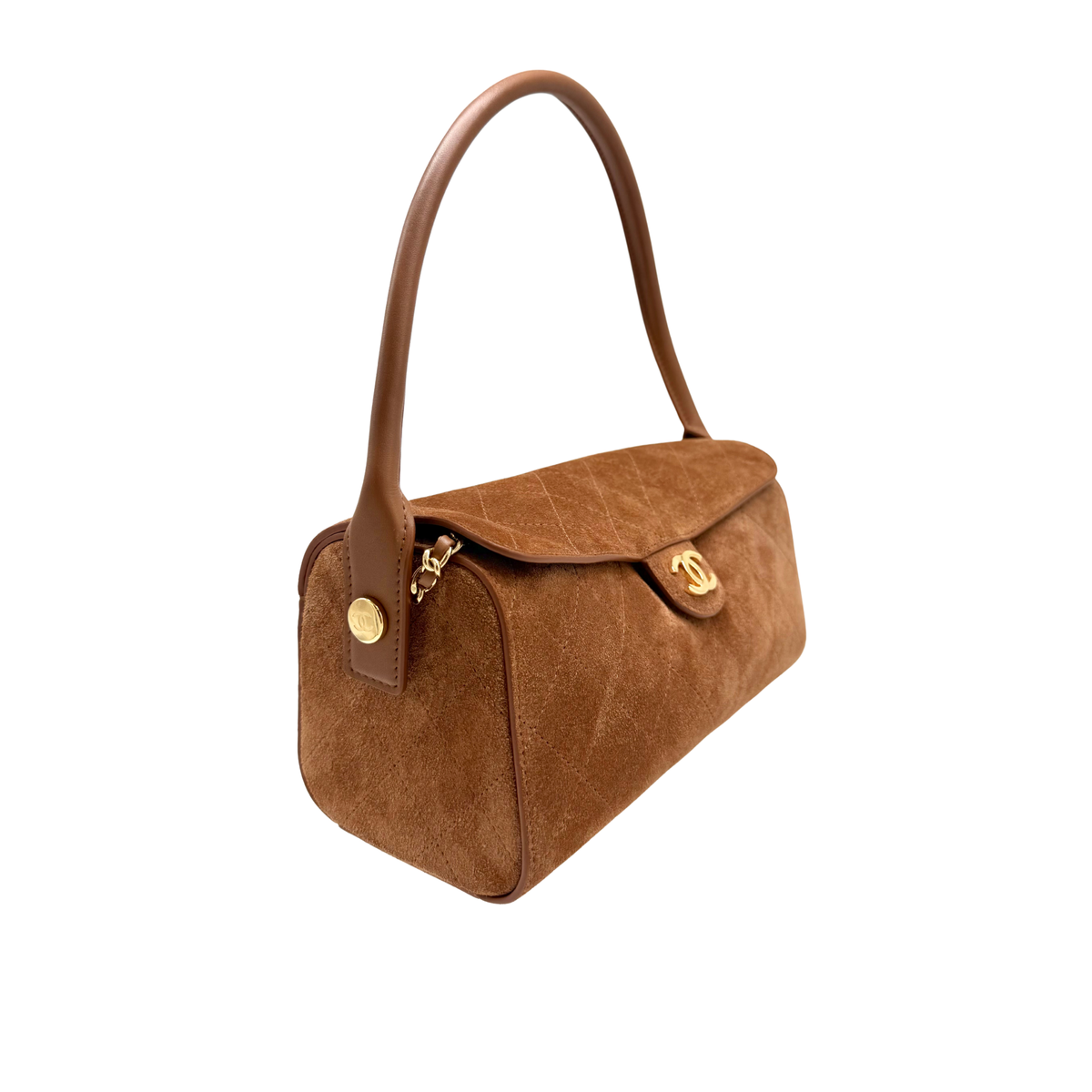 Chanel Brown Suede Turn Around Clutch