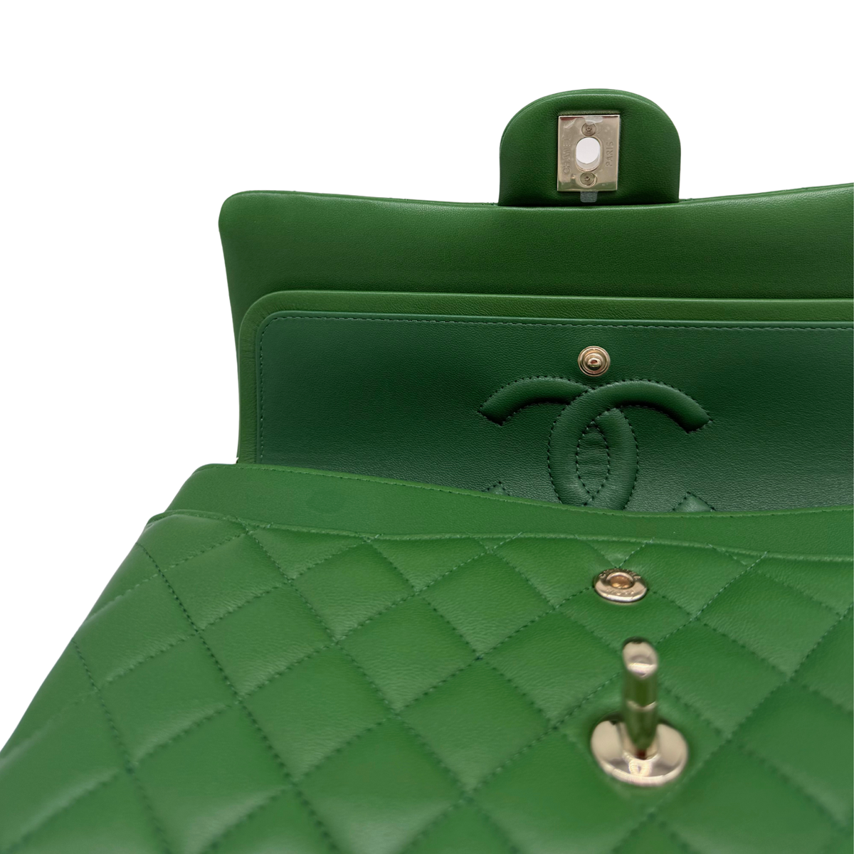 Chanel Classic Medium Double Flap Bag Kelly Green
