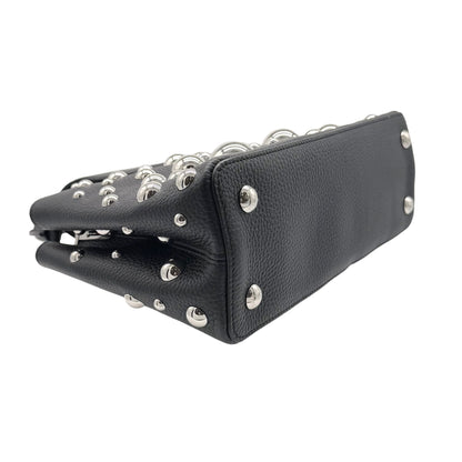 Louis Vuitton x Yayoi Kusama Capucine MM Black and Brass Metal Dots Bag