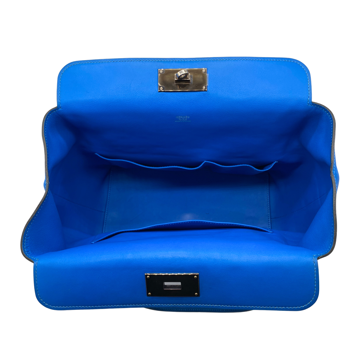 Hermes Bleu Hydra Swift Leather Toolbox 26cm Palladium Hardware