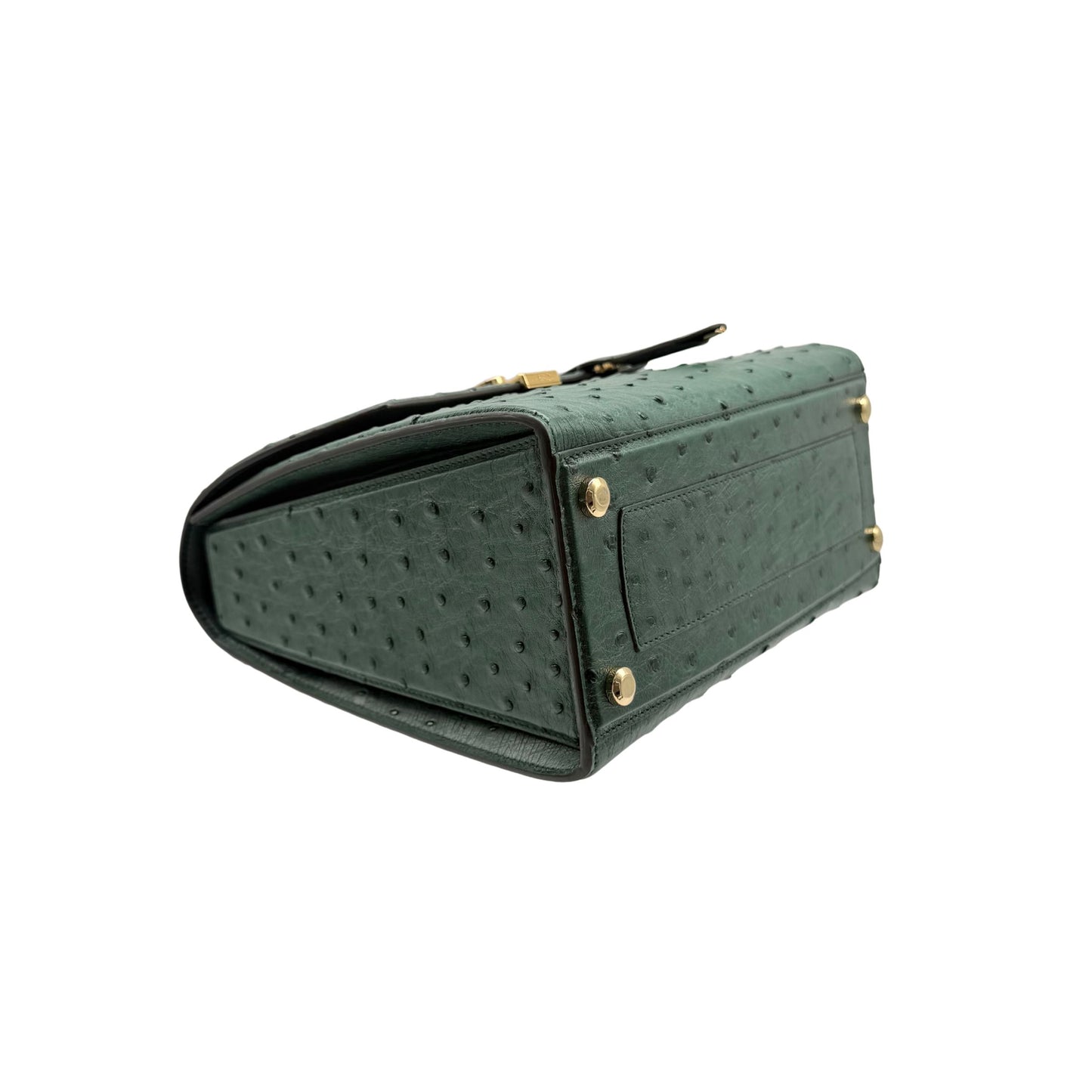Ferregamo Green Ostrich Top Handle Bag