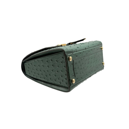 Ferregamo Green Ostrich Top Handle Bag