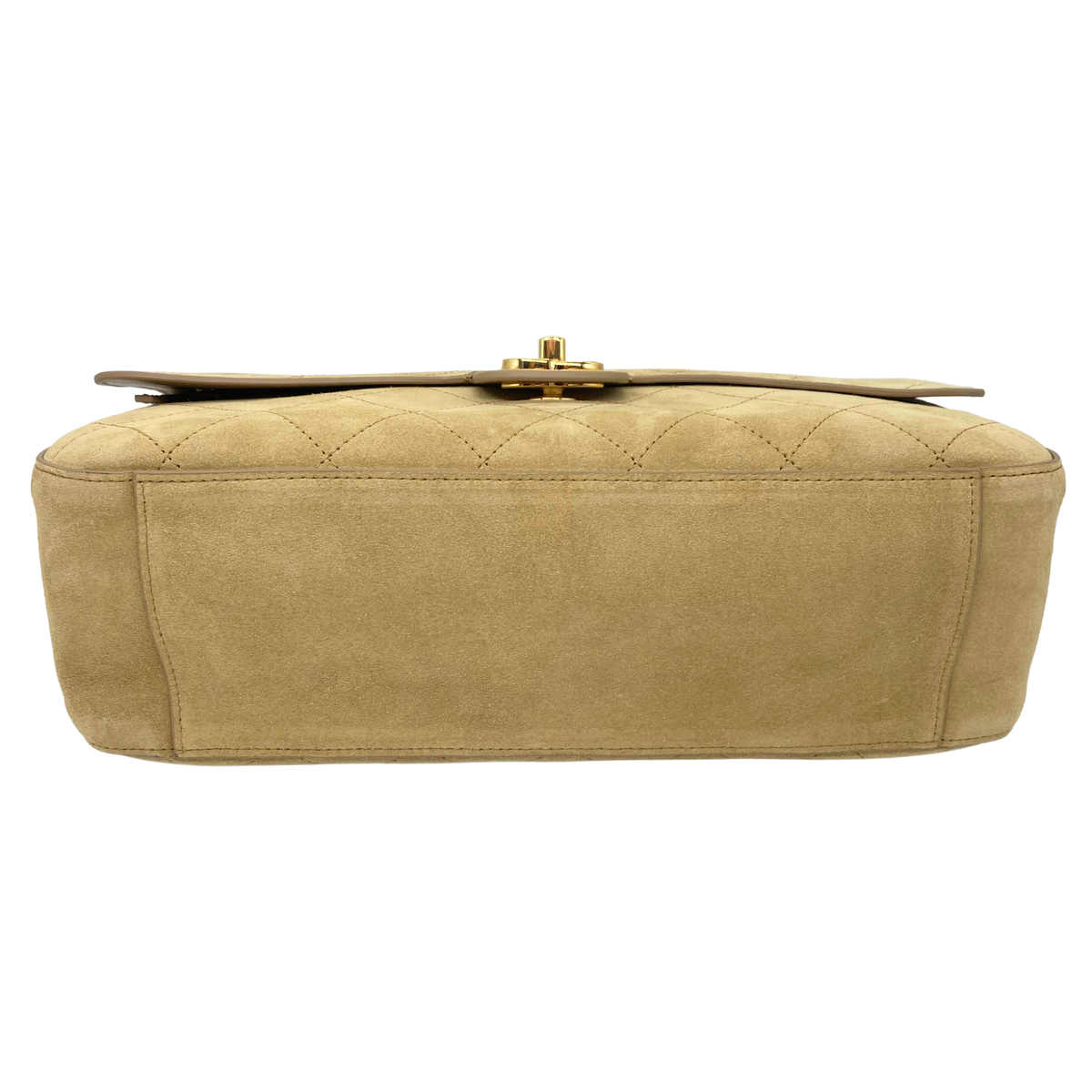 Chanel Khaki Souplissimo 32 Suede Gold Hardware