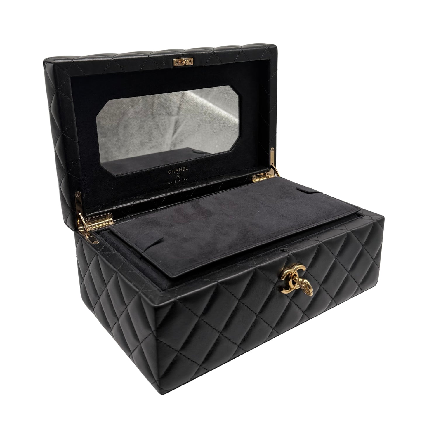 Chanel Quilted Black Jewelry Box