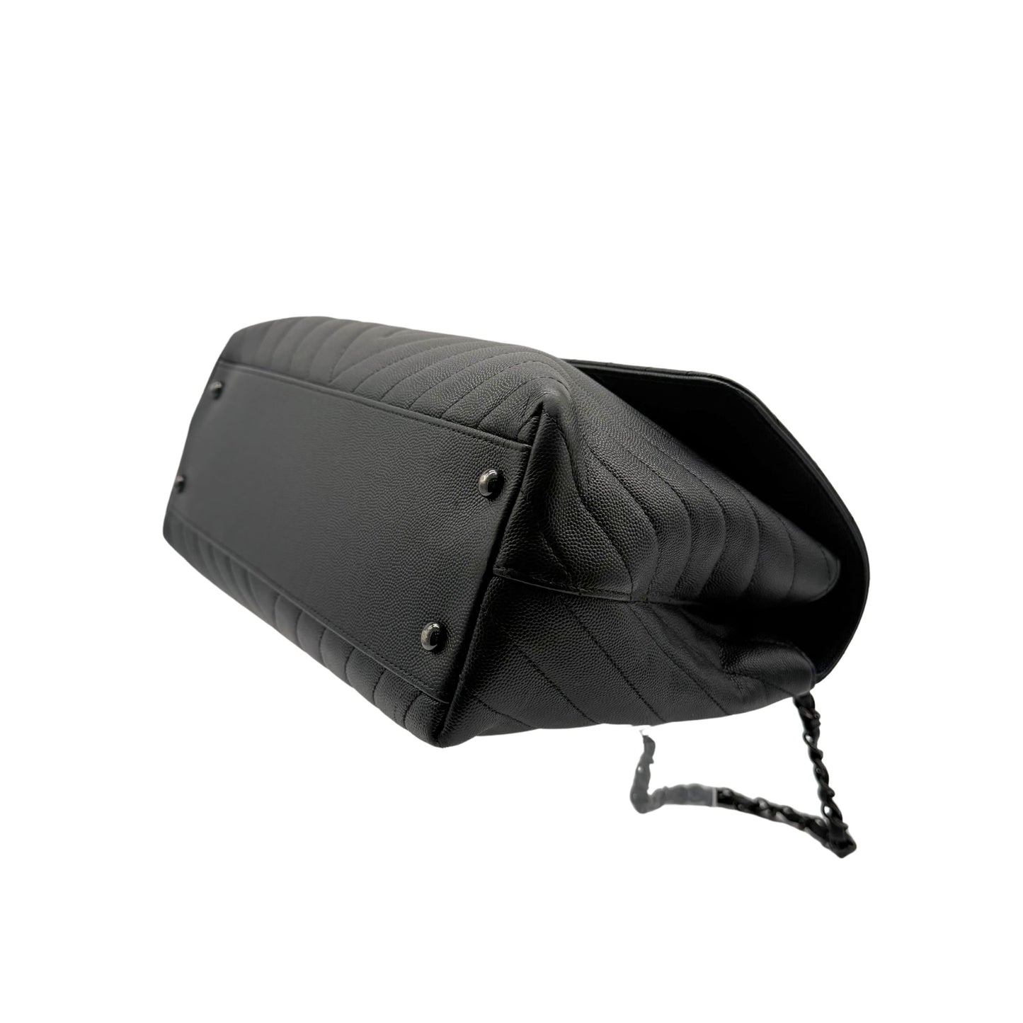 Chanel Coco Handle Flap Bag in Chevron Caviar with So Black Hardware