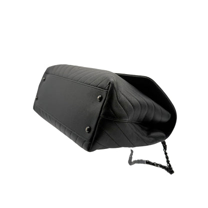 Chanel Coco Handle Flap Bag in Chevron Caviar with So Black Hardware