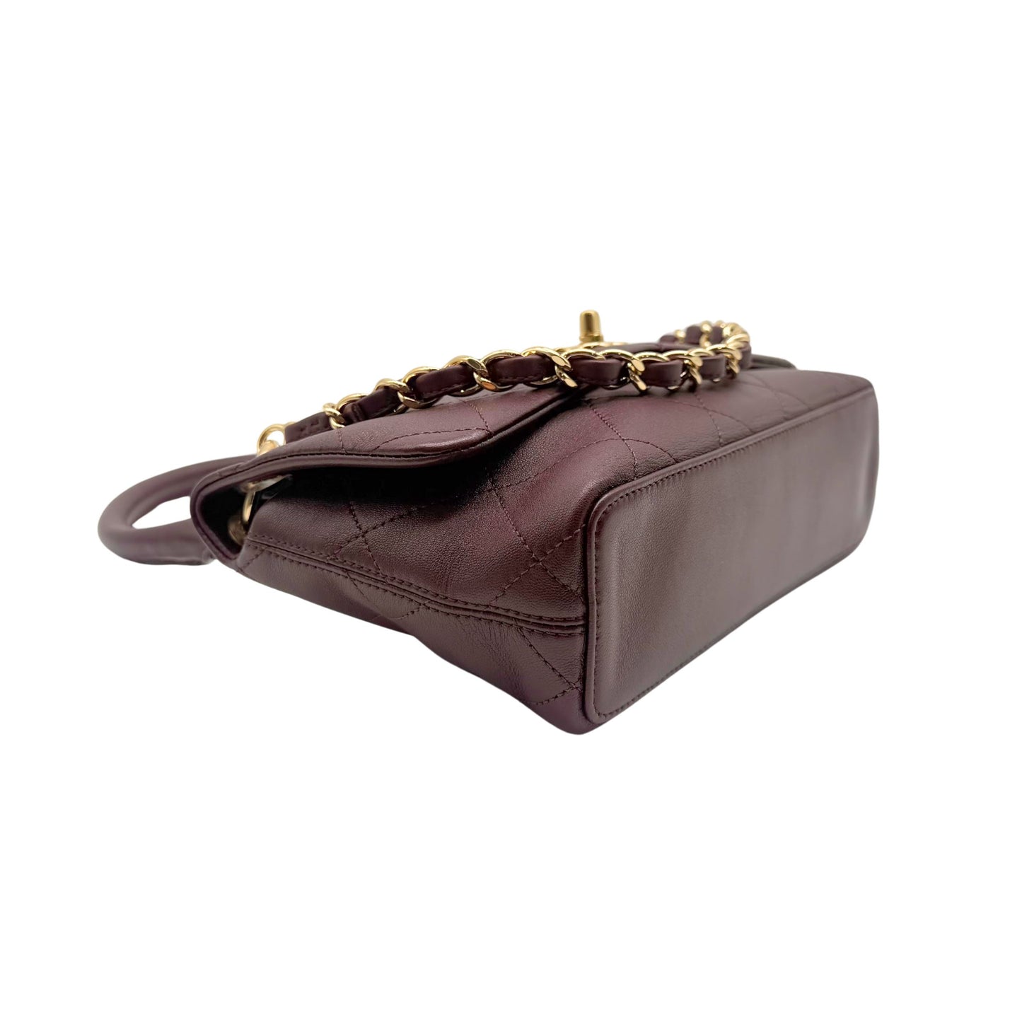 Chanel Dark Burgundy Lambskin Flap Shoulder Bag with Gold Hardware