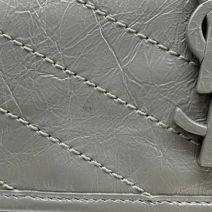 Saint Laurent Grey Fog Nikki Medium Crinkled Calfskin Shoulder Bag