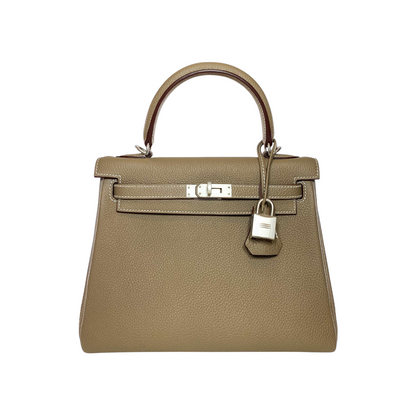 Hermes Kelly 25 Etoupe Togo Retourne Brushed Palladium Hardware