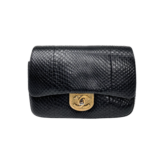 Chanel Timeless Black Python Flap Bag
