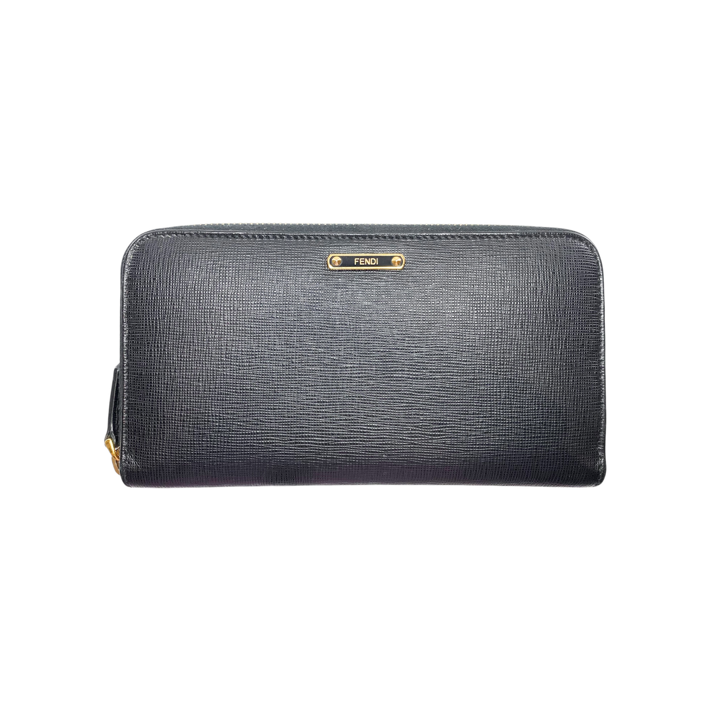 Fendi Black Elite Zip Continental Wallet