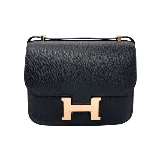 Hermes Constance 18 Black Epsom Rose Gold Hardware