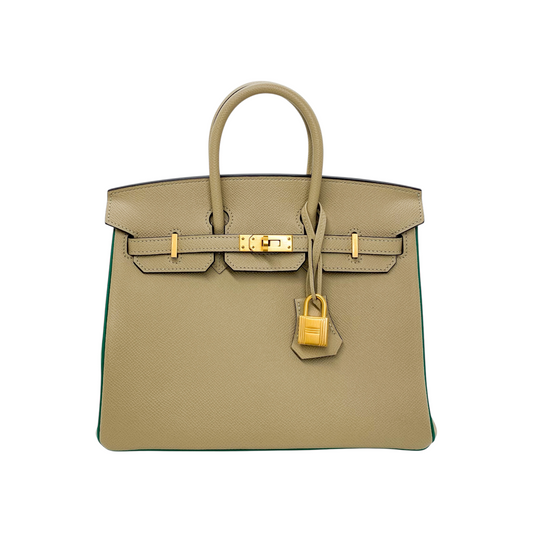 Hermes Birkin 25 Trench Vert Vertigo Epsom Brushed Gold Hardware - Online Only