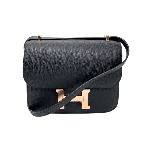 Hermes Constance 18 Black Epsom Rose Gold Hardware
