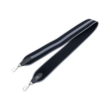 Hermes Black Grey Stripe Wide Bag Strap