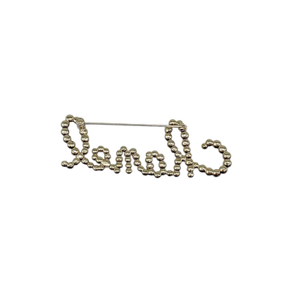 Chanel Crystal Pearl Cursive Logo Brooch