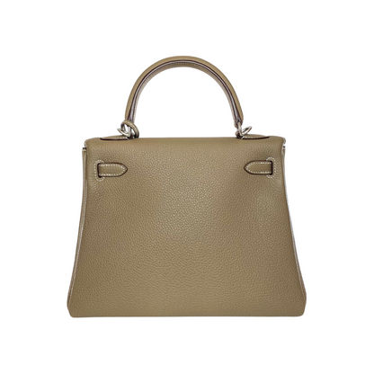 Hermes Kelly 25 Etoupe Togo Retourne Brushed Palladium Hardware