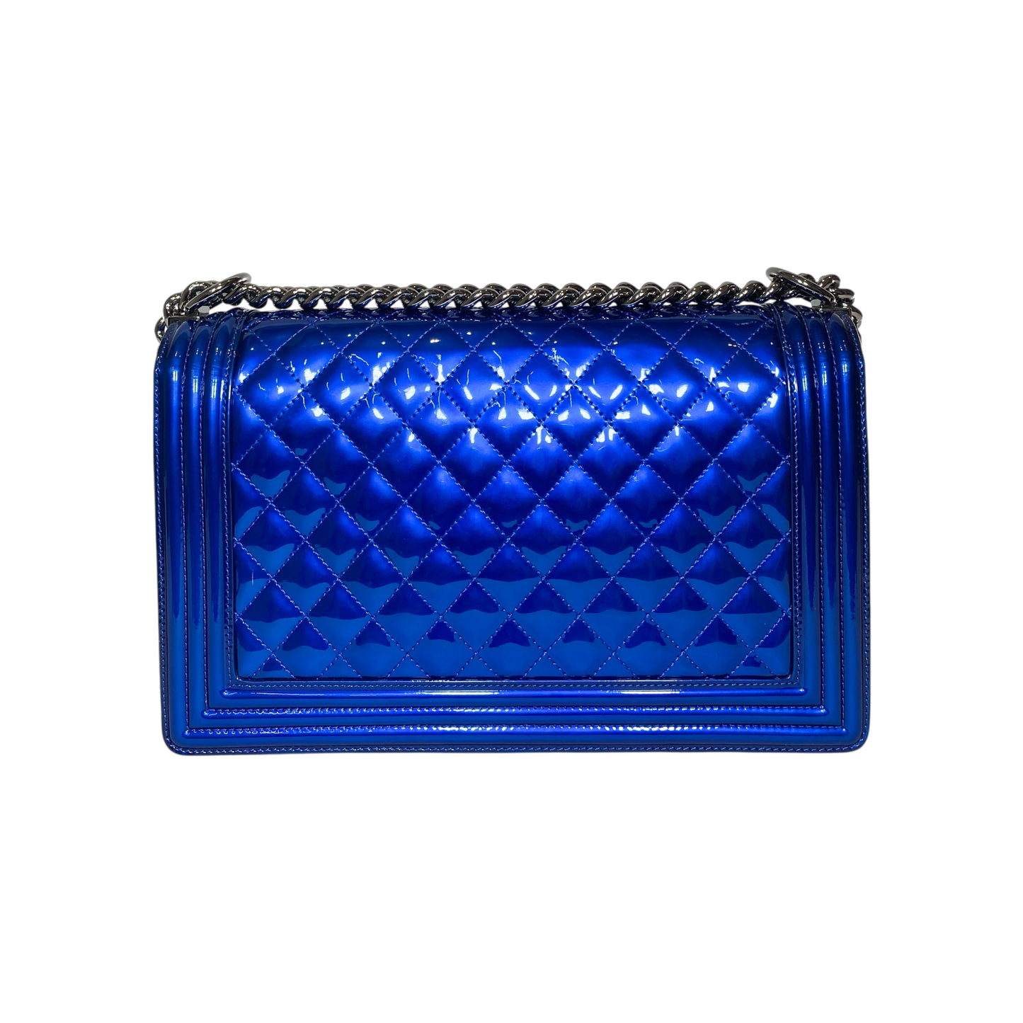 Chanel Royal Blue Patent Large Boy Bag