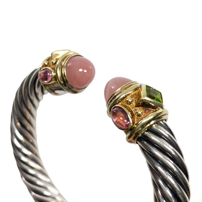 David Yurman Guava Quartz Peridot Pink Tourmaline Renaissance 925 Sterling Silver Cuff