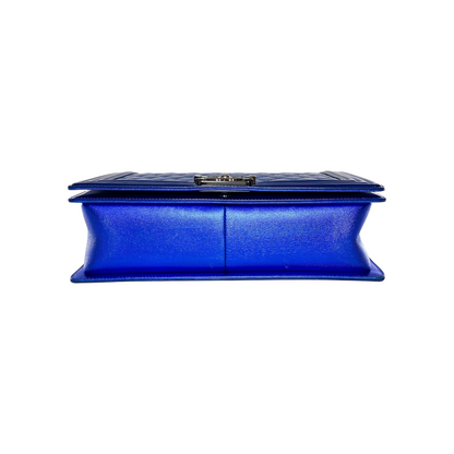 Chanel Royal Blue Patent Large Boy Bag