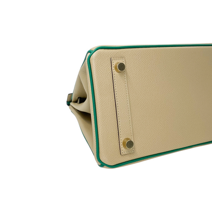 Hermes Birkin 25 Trench Vert Vertigo Epsom Brushed Gold Hardware - Online Only