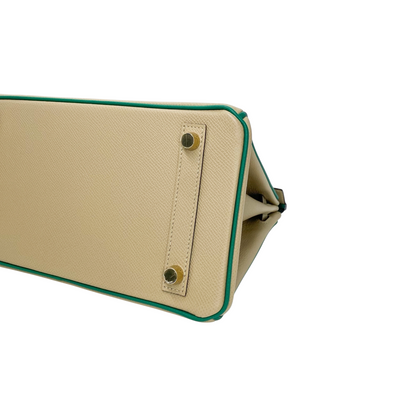 Hermes Birkin 25 Trench Vert Vertigo Epsom Brushed Gold Hardware - Online Only