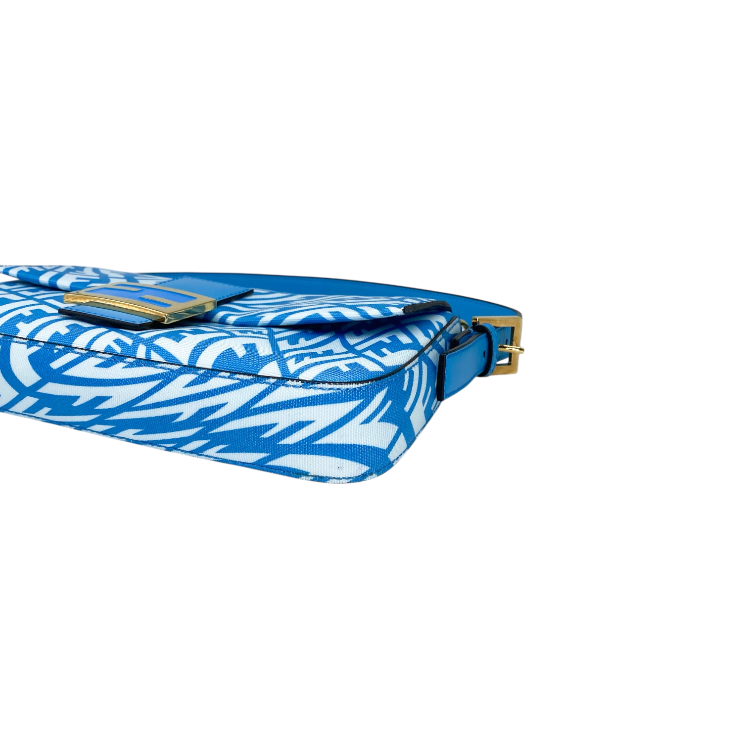 Fendi X Sarah Coleman Cyber Blue White Vitello King FF Vertigo Baguette 1997
