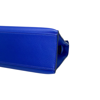 Hermes Kelly Pochette Bleu Electrique Swift Palladium Hardware
