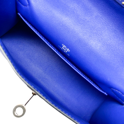 Hermes Kelly Pochette Bleu Electrique Swift Palladium Hardware