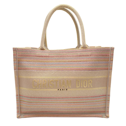 Dior Canvas Stripe Embroided Medium Booktote
