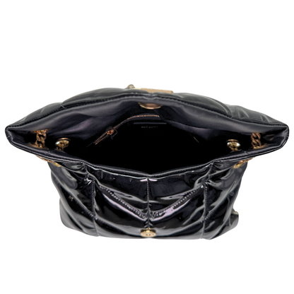 Saint Laurent Loulou Black Puffer Shoulder Bag Patent Leather