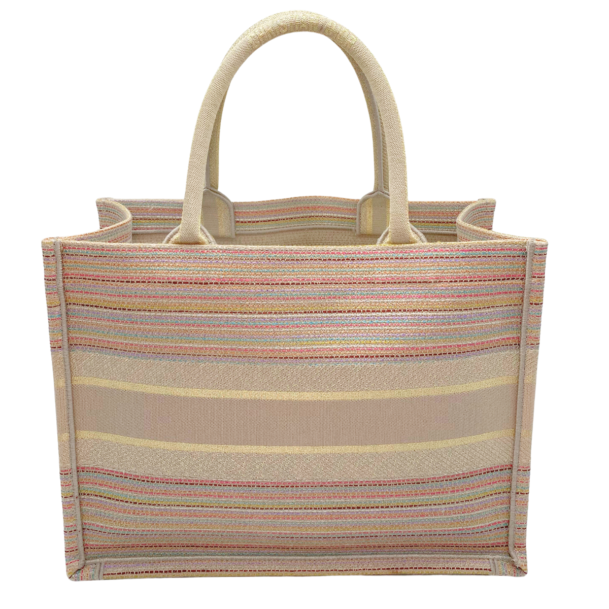 Dior Canvas Stripe Embroided Medium Booktote