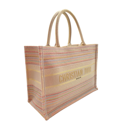 Dior Canvas Stripe Embroided Medium Booktote