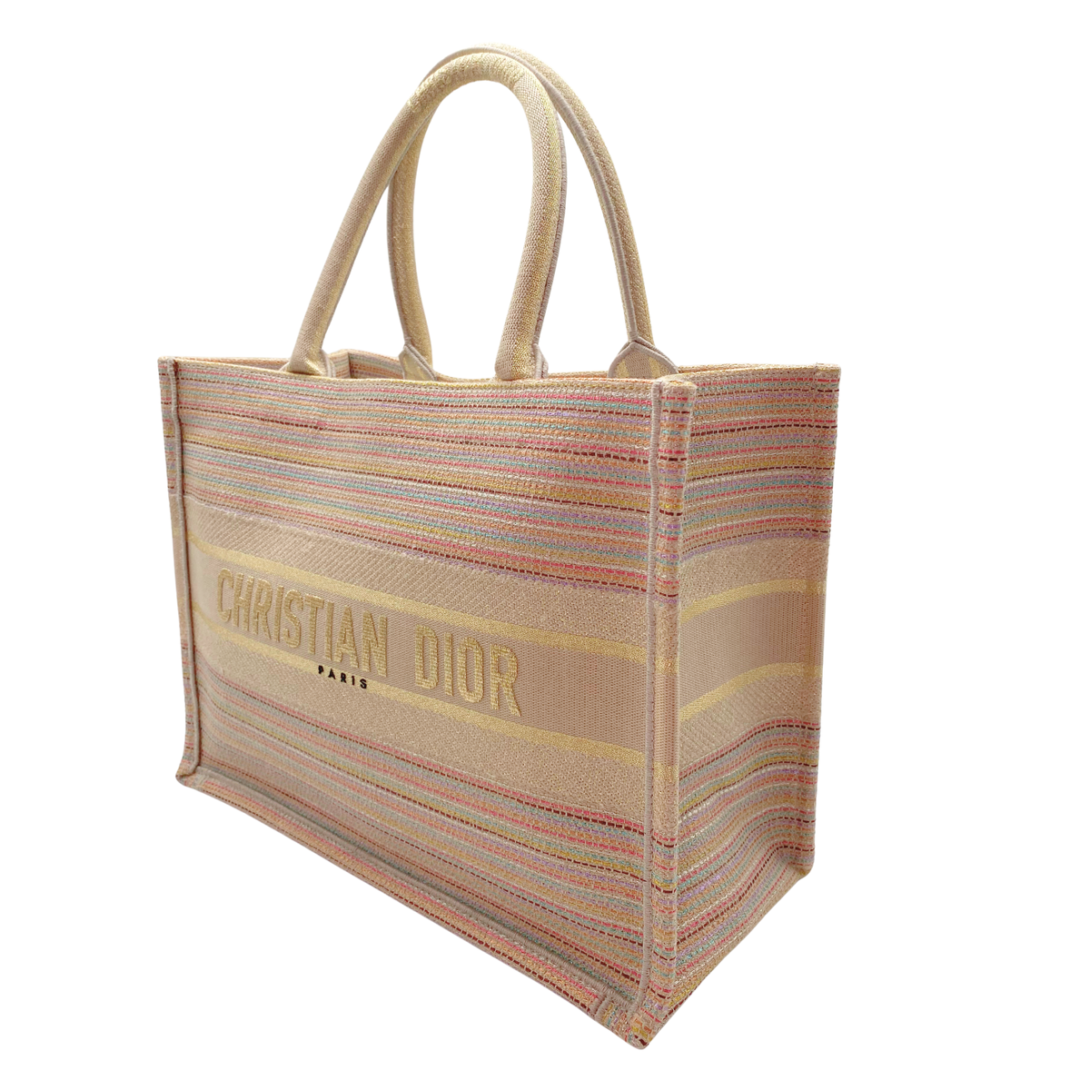 Dior Canvas Stripe Embroided Medium Booktote