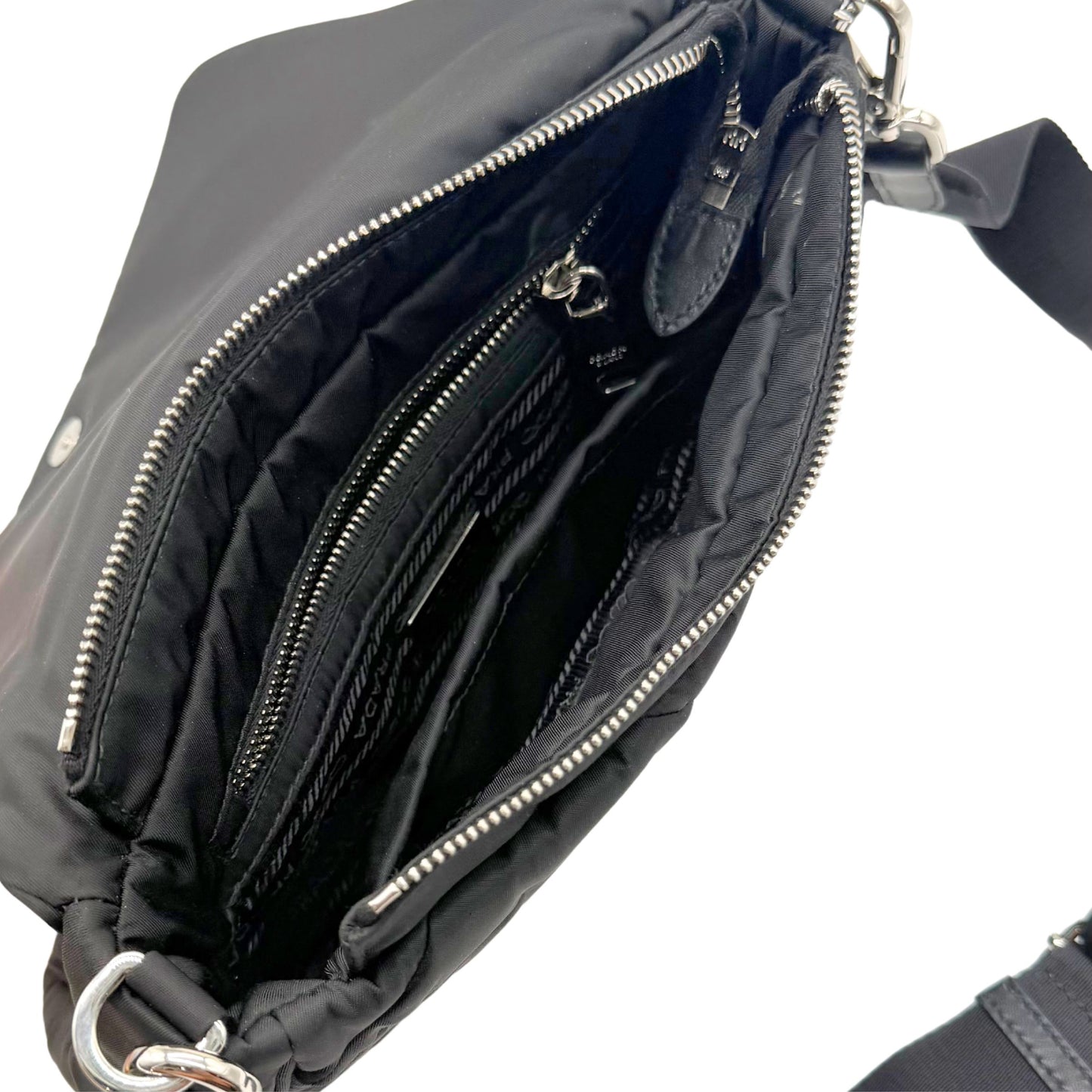 Prada Black Padded Triangle Nylon Shoulder Bag