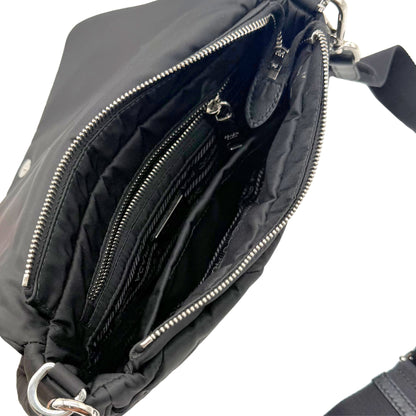 Prada Black Padded Triangle Nylon Shoulder Bag