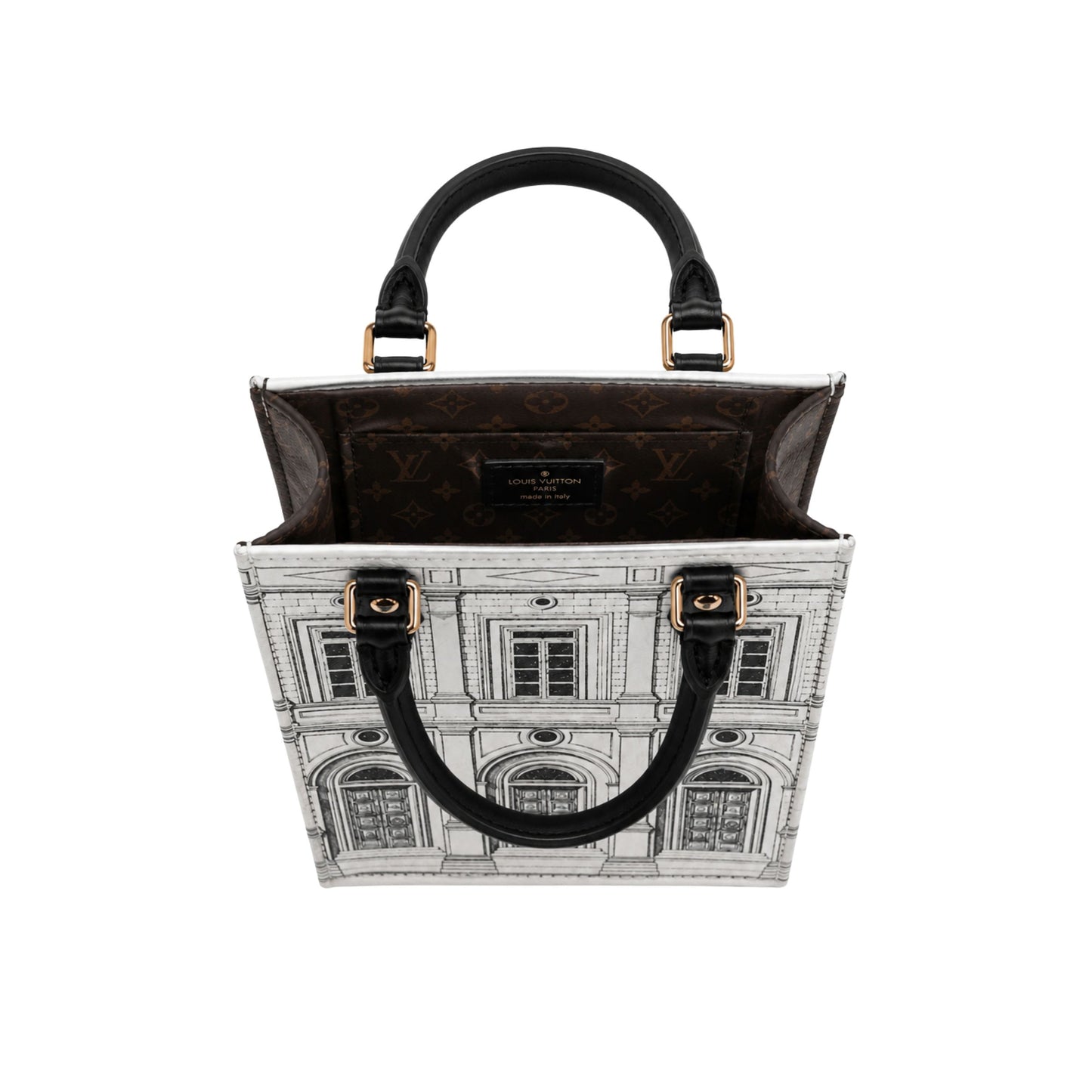 Louis Vuitton Black and White Monogram Petit Sac Plat with Strap
