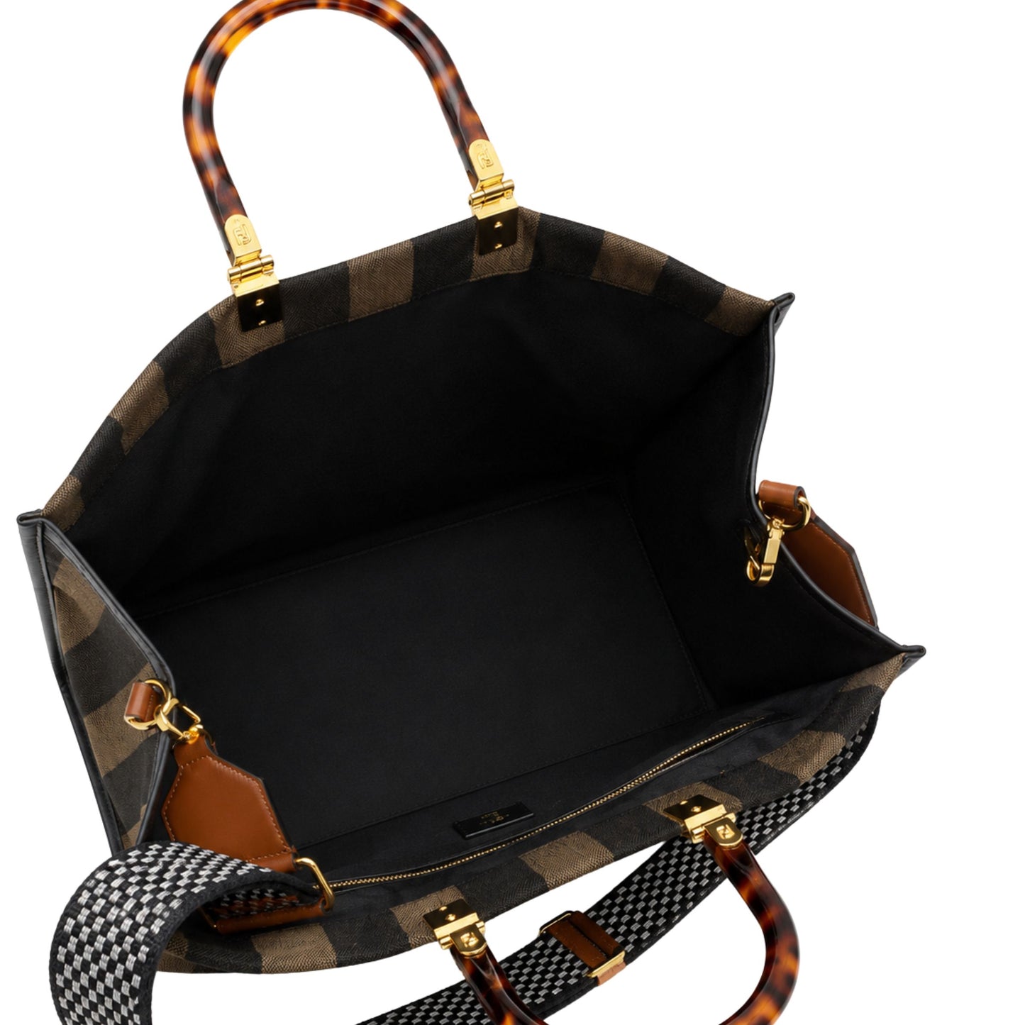 Fendi Tobacco Pequin Sunshine Striped Tote