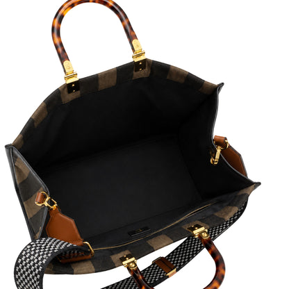 Fendi Tobacco Pequin Sunshine Striped Tote