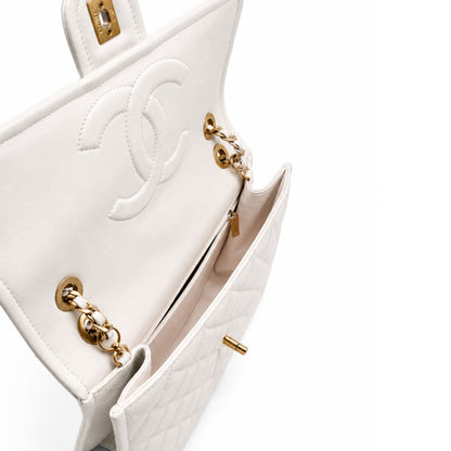 Chanel Classic Flap Bag – White Lambskin with Gold Hardware