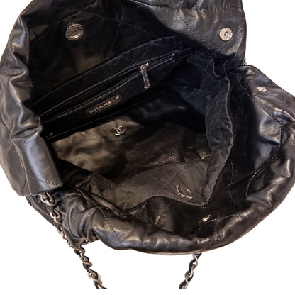 Chanel 22 Black Small Rhodium Hardware Hobo