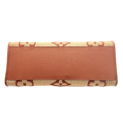Louis Vuitton On the Go Raffia Beige Brown Tote