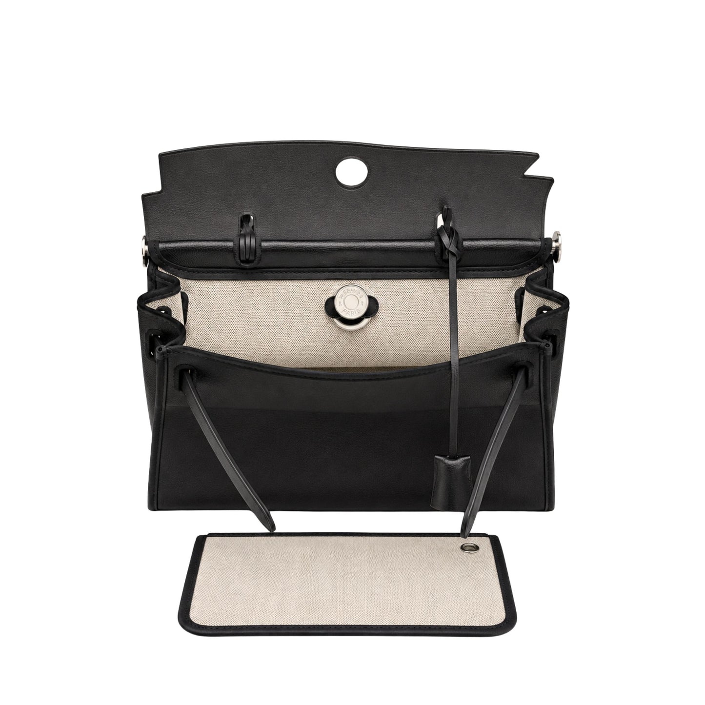 Hermes Herbag 31 in Black Canvas with Leather Trim