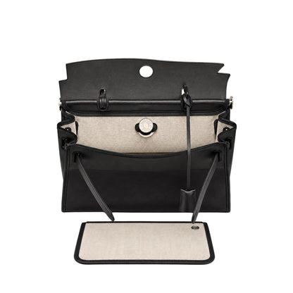 Hermes Herbag 31 in Black Canvas with Leather Trim