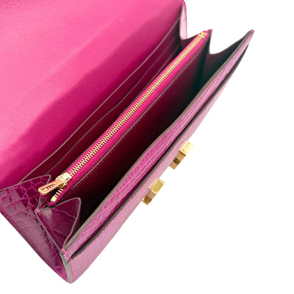 Hermes Constance Rose Scheherazade Alligator Wallet