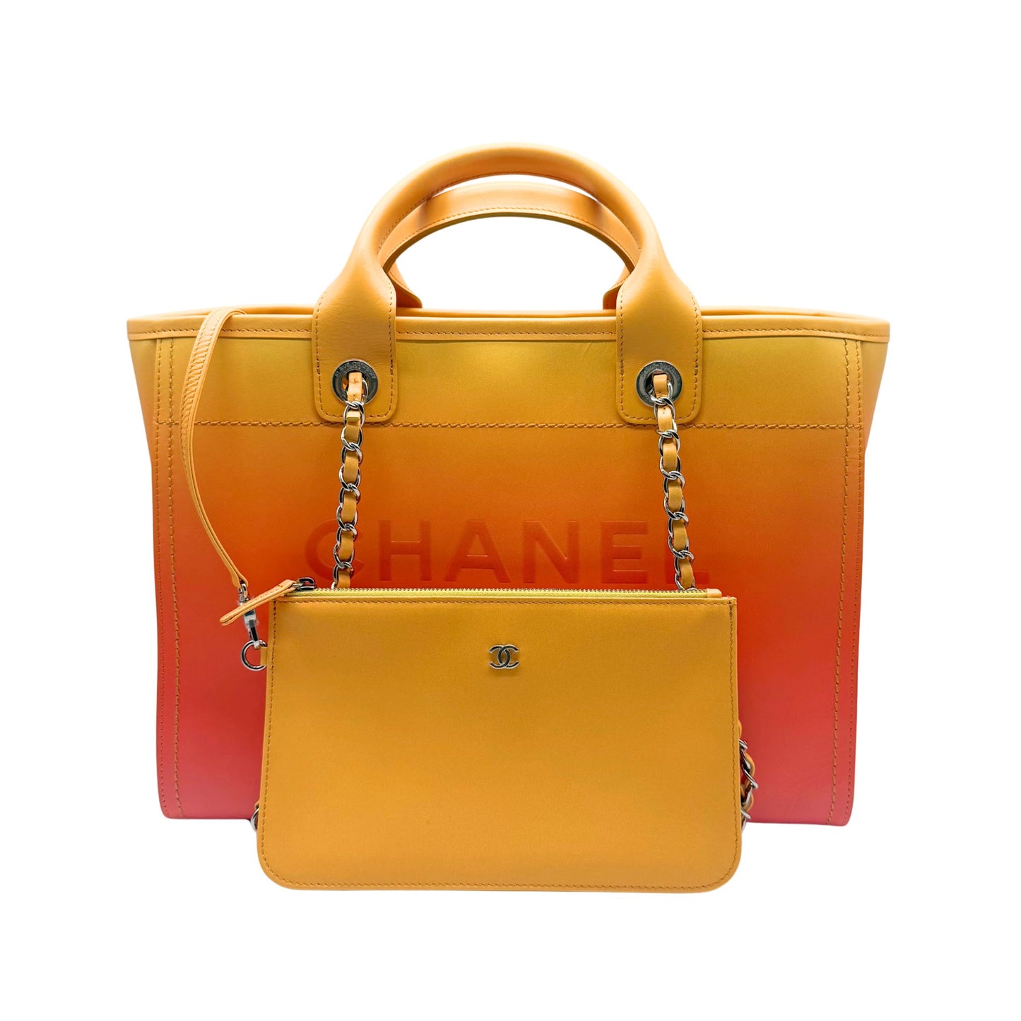 Chanel Deauville Tote in Medium Orange/Pink